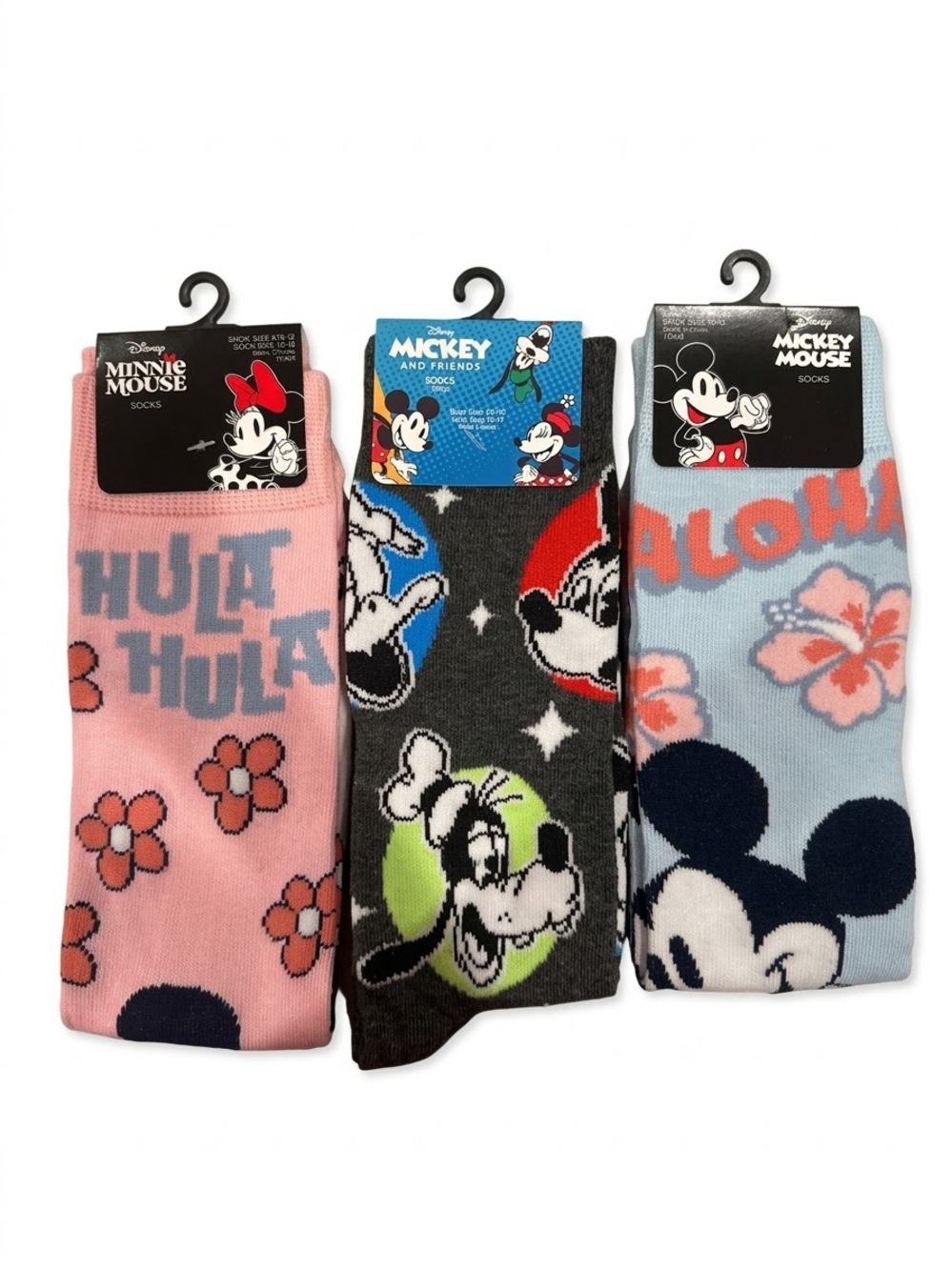 Disney Pack of 3 Mickey & Minnie Graphic Crew Socks